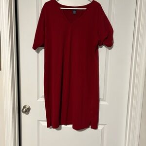 Chic Red V-Neck Women's Tunic